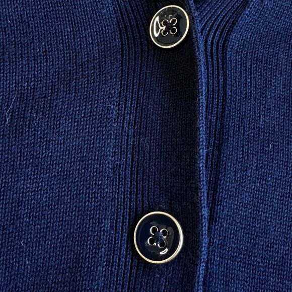 Talbots Navy Blue Cardigan has Blue Dropped Shoulder Dolman Women's 2X Petite - Picture 2 of 6